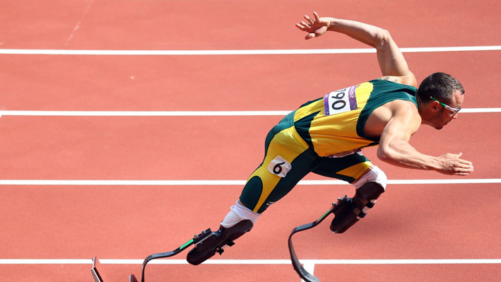 Oscar Pistorius in the mens 400m round heats