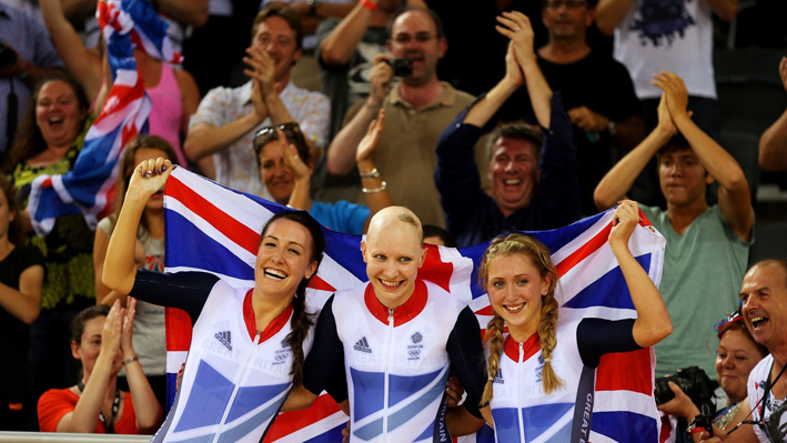Dani King, Joanna Rowsell, and Laura Trott of Great Britain