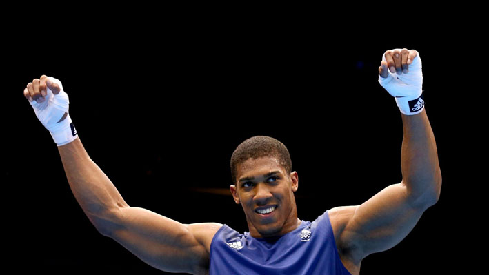 Anthony Joshua of Great Britain celebrates