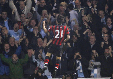 David Silva celebrates