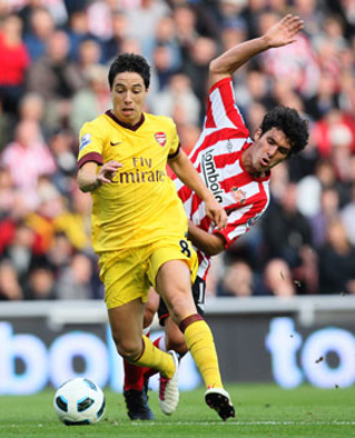 Samir Nasri Cristian Riveros of Sunderland