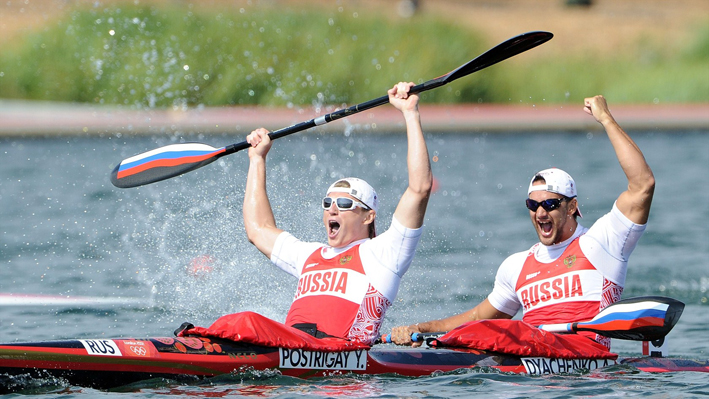Russia celebrate Kayak Double gold