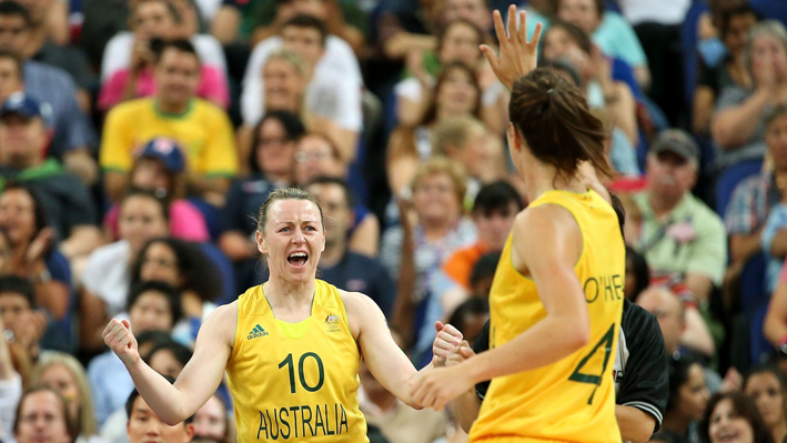 Kristi Harrower and Jenna O'Hea of Australia celebrate