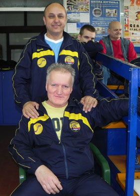 trener Beograda pavlovic i predsednik timotic sedi