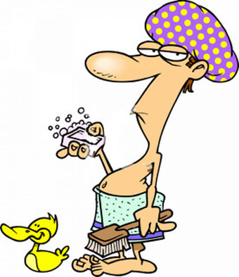 Man Going to Take a Shower clipart