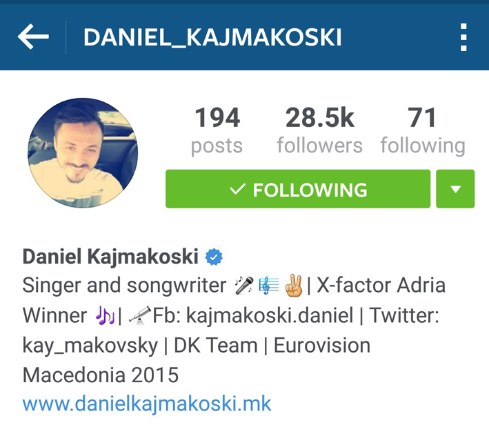 Daniel Kajmakoski - Instagram