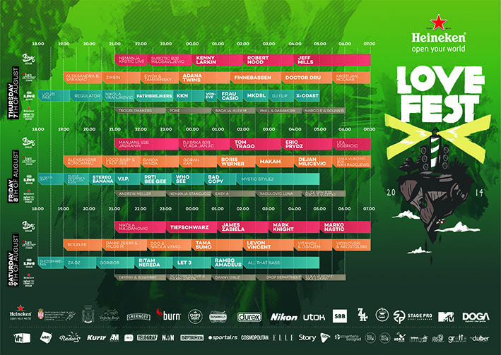 Heineken Lovefest satnica