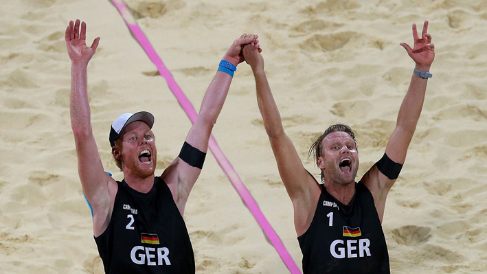 Germany defeat Brazil in men's Beach Volleyball