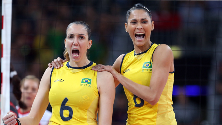 Thaisa Menezes and Jaqueline Carvalho of Brazil