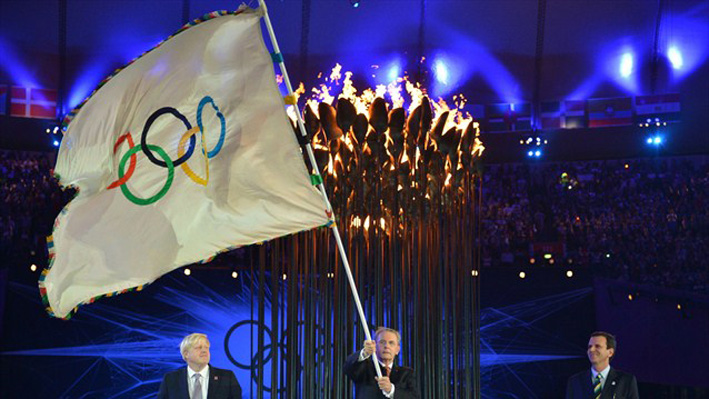 The Olympic Flag is handed over to Rio 2016