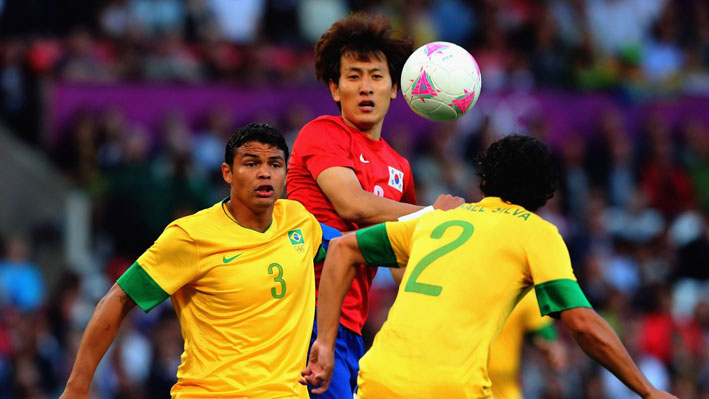 Thiago Silva and Rafael of Brazil