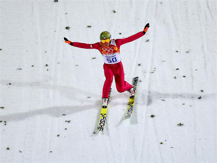 Kamil Stoch of Poland lands