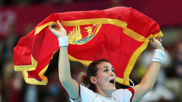 Marija Jovanovic of Montenegro celebrates