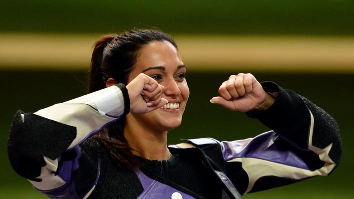 Ivana Maksimovic of Serbia celebrates silver