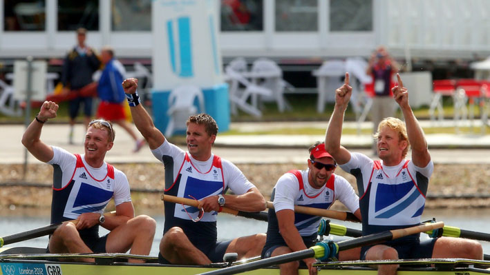 Alex Gregory, Pete Reed, Tom James and Andrew Triggs Hodge Great Britain gold