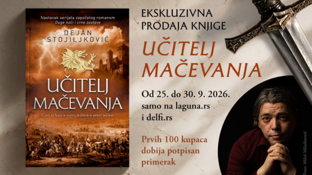 „Učitelj mačevanja“ Dejana Stojiljkovića ekskluzivno u onlajn prodaji od 25. do 30. septembra 2026 – prvih 100 čitalaca očekuje potpisan primerak! 